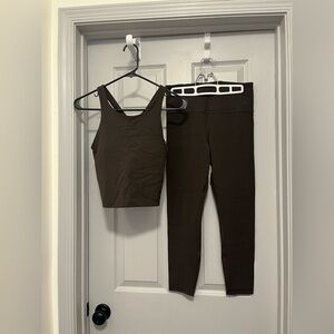 Athleta Dark Brown Crop Tank and High-Waist Leggings Set